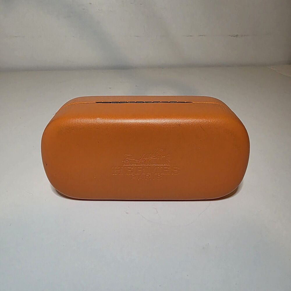 Hermès Orange Leather Hard Eyeglass/Sunglass Case Felt Lining Case Only